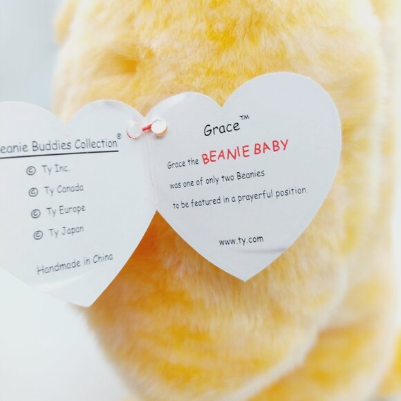 Ty Beanie Buddies Grace Praying Bunny Rabbit 12" Stuffed Animal 2000 Yellow - Picture 5 of 9